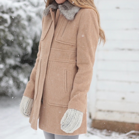 LOFT Jackets & Blazers - LOFT Wool Jacket with Faux Fur Collar size M Tan